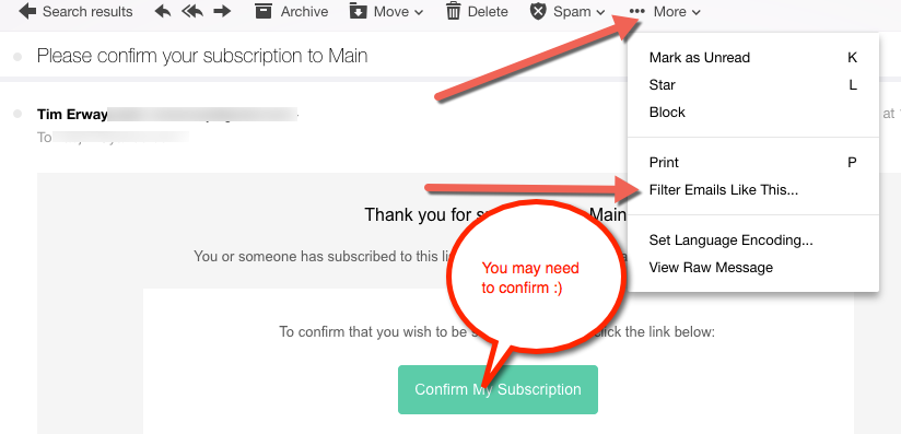 Yahoo whitelist instructions showing filter settings
